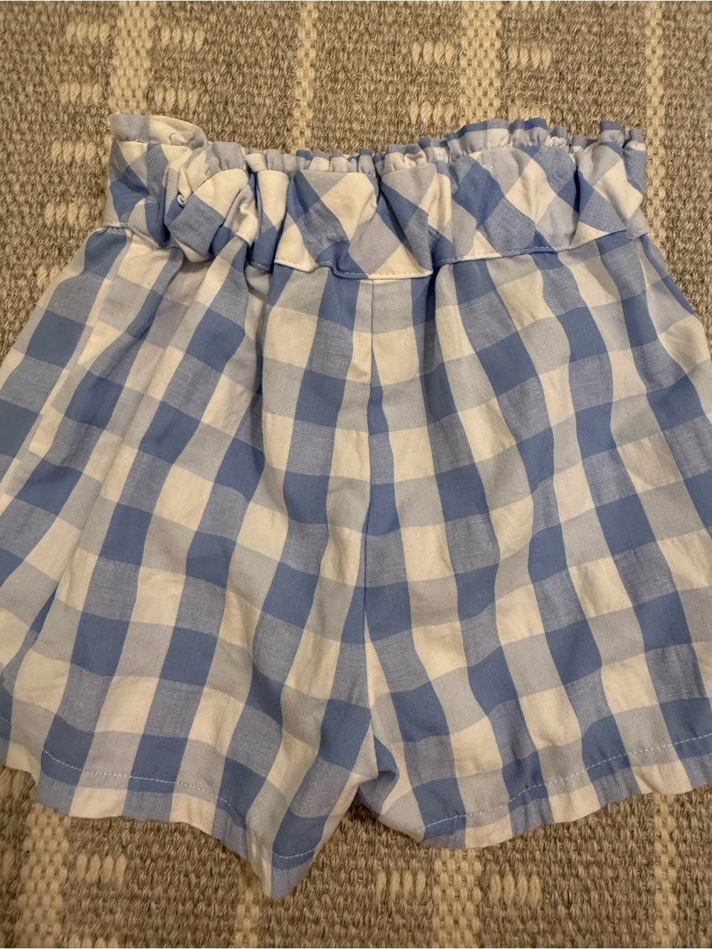 Mayoral Girl’s Size 7 Blue & White Gingham Shorts Bow and Ruffled Waistband - Picture 5 of 8